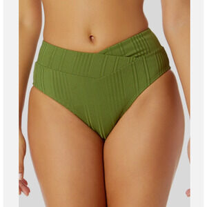Salt + Cove Women's Juniors' Green Ribbed Bikini Bottom Swimwear Size S 15233